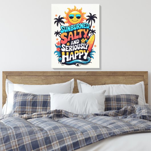 Sunburned Salty and Happy – Retro Beach Vibes Leinwanddruck (Insitu (Schlafzimmer))