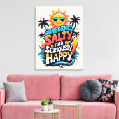 Sunburned Salty and Happy – Retro Beach Vibes Leinwanddruck (Insitu (Wohnzimmer))