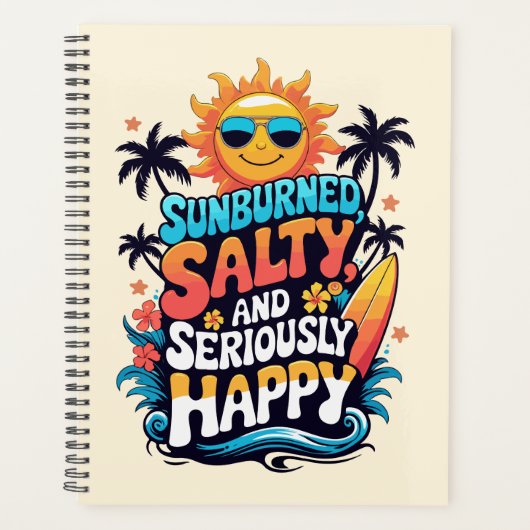 Sunburned Salty and Happy – Retro Beach Vibes Planer (Vorderseite)