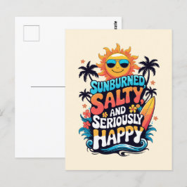 Sunburned Salty and Happy - Retro Beach Vibes Postkarte