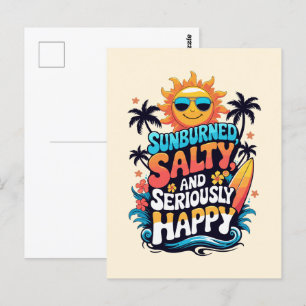 Sunburned Salty and Happy - Retro Beach Vibes Postkarte