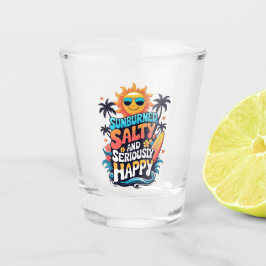 Sunburned Salty and Happy – Retro Beach Vibes Schnapsglas