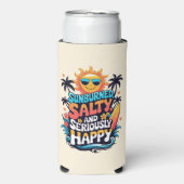 Sunburned Salty and Happy – Retro Beach Vibes Selters Dosenkühler (Seltzer Vorderseite)