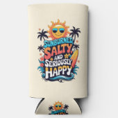 Sunburned Salty and Happy – Retro Beach Vibes Selters Dosenkühler (Vorderseite)