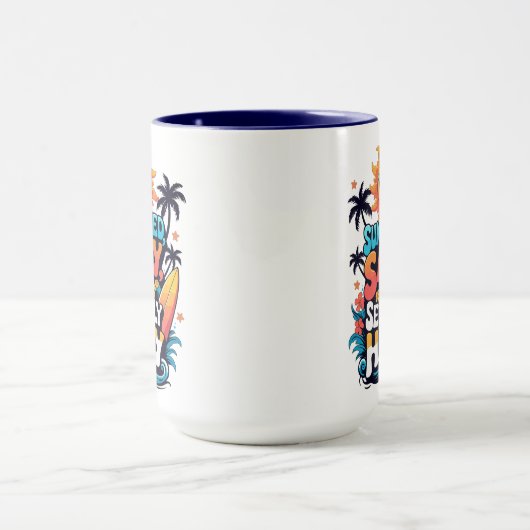 Sunburned Salty and Happy – Retro Beach Vibes Tasse (Zentrum)