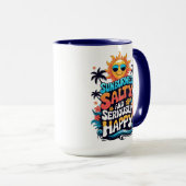 Sunburned Salty and Happy – Retro Beach Vibes Tasse (VorderseiteRechts)