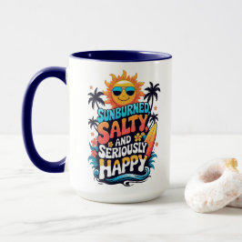 Sunburned Salty and Happy – Retro Beach Vibes Tasse