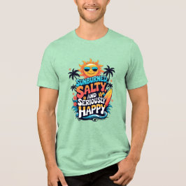 Sunburned Salty and Happy – Retro Beach Vibes Tri-Blend Shirt