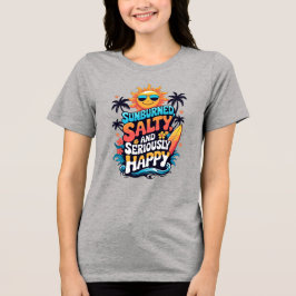 Sunburned Salty and Happy – Retro Beach Vibes Tri-Blend Shirt
