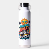 Sunburned Salty and Happy - Retro Beach Vibes Trinkflasche (Vorne)