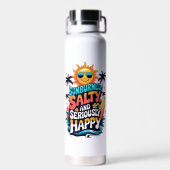 Sunburned Salty and Happy - Retro Beach Vibes Trinkflasche (Rückseite)