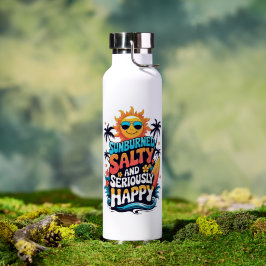 Sunburned Salty and Happy - Retro Beach Vibes Trinkflasche