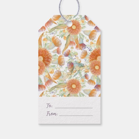 Sunburned Wattle und Eukalyptus Blooms Geschenkanhänger (Rückseite)