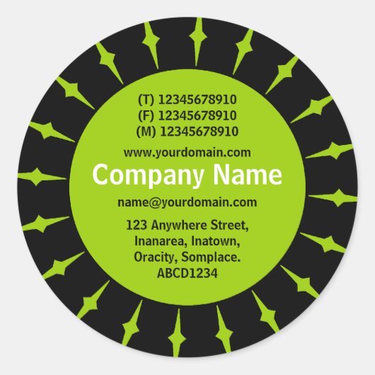 SunBurst 05 Business - Martian Green Runder Aufkleber (Vorderseite)