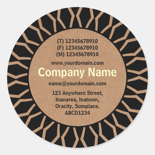 SunBurst 07 Business - Kartenaussehen Runder Aufkleber (Vorderseite)