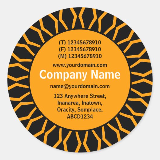SunBurst 07 Business - Orange Runder Aufkleber (Vorderseite)