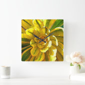 Sunburst Aeonium Succulent Square by Amy Vangsgard Quadratische Wanduhr (Zuhause)