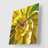 Sunburst Aeonium Succulent Square by Amy Vangsgard Quadratische Wanduhr (Winkel)