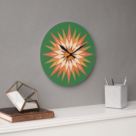 Sunburst Boho Wall Clock Große Wanduhr (Büro)