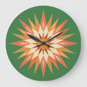 Sunburst Boho Wall Clock Große Wanduhr (Vorderseite)