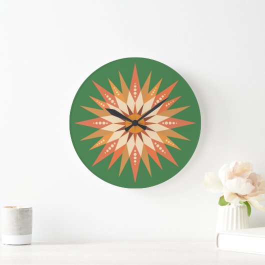 Sunburst Boho Wall Clock Große Wanduhr (Zuhause)