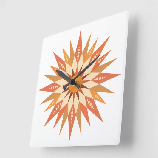 Sunburst Boho Wall Clock Quadratische Wanduhr (Winkel)