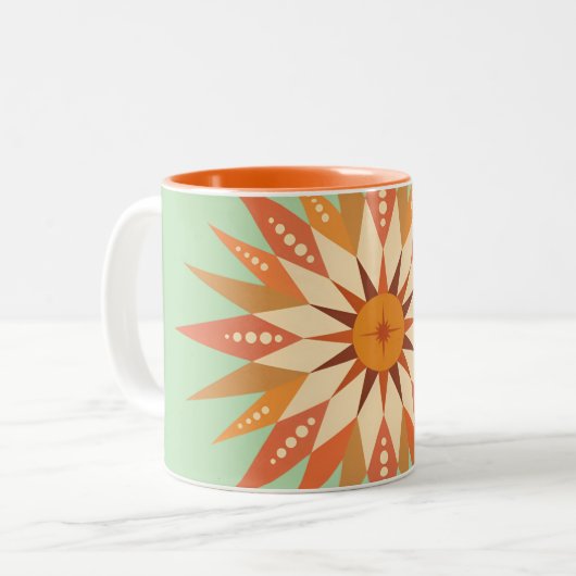Sunburst Boho Zweifarbige Tasse (Vorderseite Links)