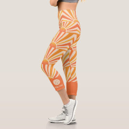 Sunburst Cool Retro 70er Custom Pickleball Capri L Leggings