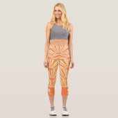 Sunburst Cool Retro 70er Custom Pickleball Capri L Leggings (Vorderseite)