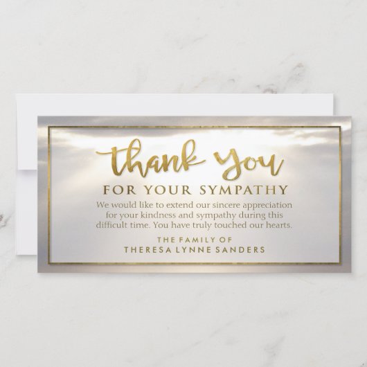 Sunburst Golden Vielen Dank Custom Sympathy Card Dankeskarte (Vorderseite)