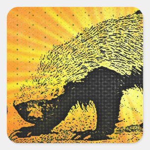 Sunburst Honey Badger Quadratischer Aufkleber