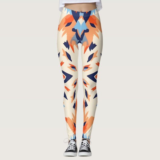 Sunburst Ikat Pattern Leggings (Vorderseite)