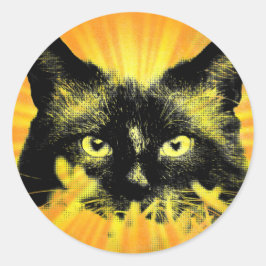 Sunburst Kitty Cat Abstrakt Feline Art Sticker