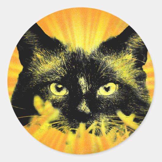 Sunburst Kitty Cat Abstrakt Feline Art Sticker (Vorderseite)