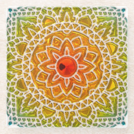 Sunburst Mandala Boho Glass Untersetzer
