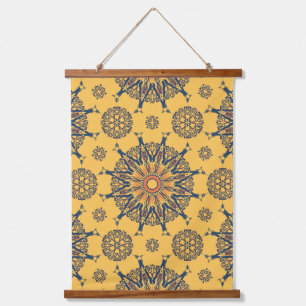 Sunburst Mandala Pattern Wandteppich Mit Holzrahmen