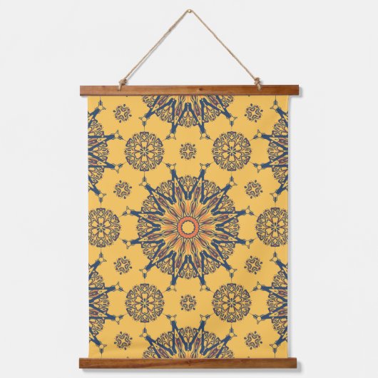Sunburst Mandala Pattern Wandteppich Mit Holzrahmen (Vorderseite)