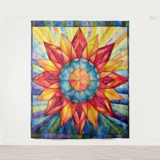 Sunburst Medallion Quilt Wandteppich (Vorderseite)