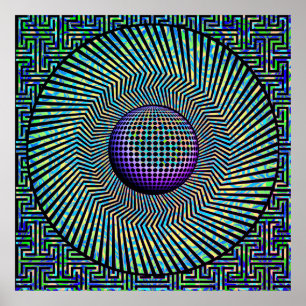 Sunburst Op Art Lila Poster