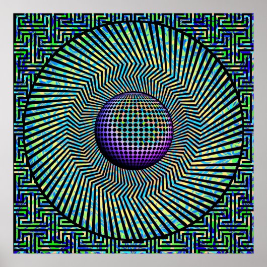 Sunburst Op Art Lila Poster (Vorne)