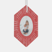 Sunburst Personalisiertes Foto | Rot Ornament Aus Glas (Vorderseite Rechts)
