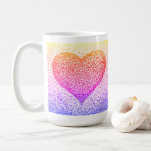 Sunburst Pointillism Herz Tasse Kaffee