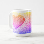 Sunburst Pointillism Herz Tasse Kaffee (Vorderseite Links)