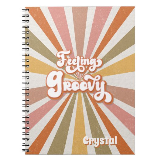 Sunburst Rainbow Retro Hippie 60er Gefühl Groovy Notizblock (Vorderseite)