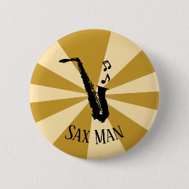 Sunburst Sax Man Cool Funny Music Saxophon Button