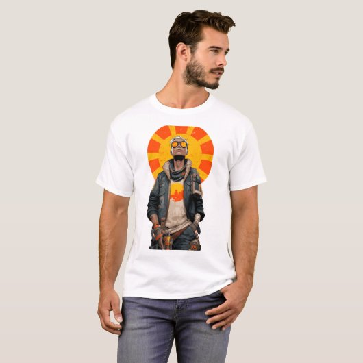 Sunburst Scout – Post-Apocalyptic Hero Portrait T-Shirt (Vorne ganz)