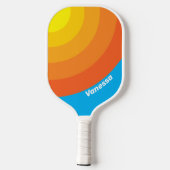 Sunburst Sea Circle Stripe with Name Pickleball Schläger (Rückseite)