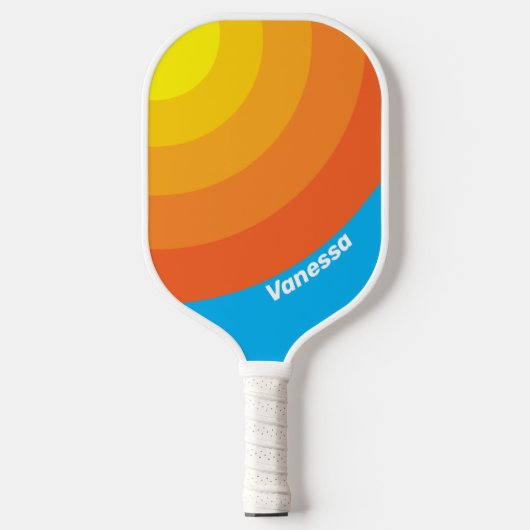 Sunburst Sea Circle Stripe with Name Pickleball Schläger (Vorderseite)