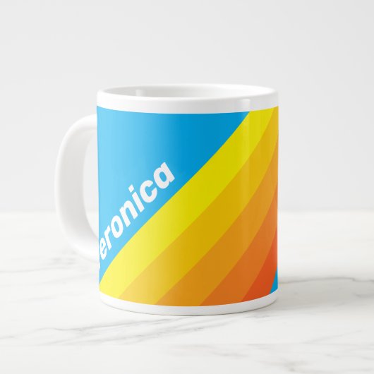 Sunburst Sea Stripes with Name Jumbo-Tasse (Vorderseite Links)