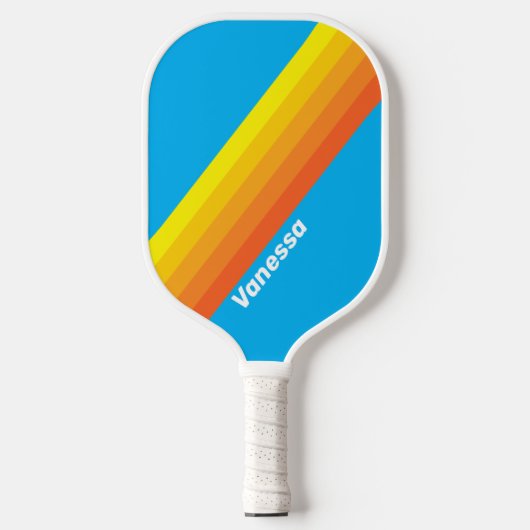Sunburst Sea Stripes with Name Pickleball Schläger (Vorderseite)